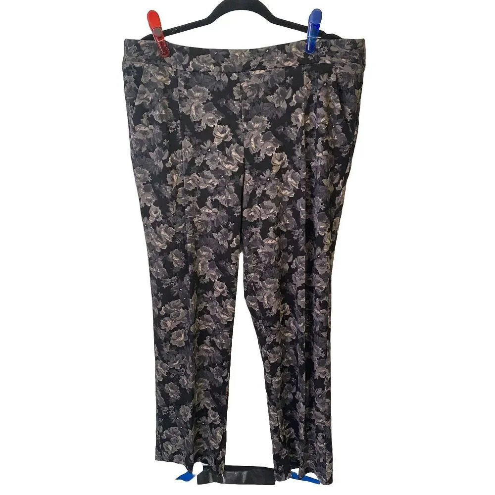 Isaac Mizrahi Live Women Dress Pants Sz XLp Stretch Casual Pull On Floral Career